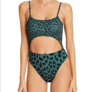 Aqua green leopard monokini M
